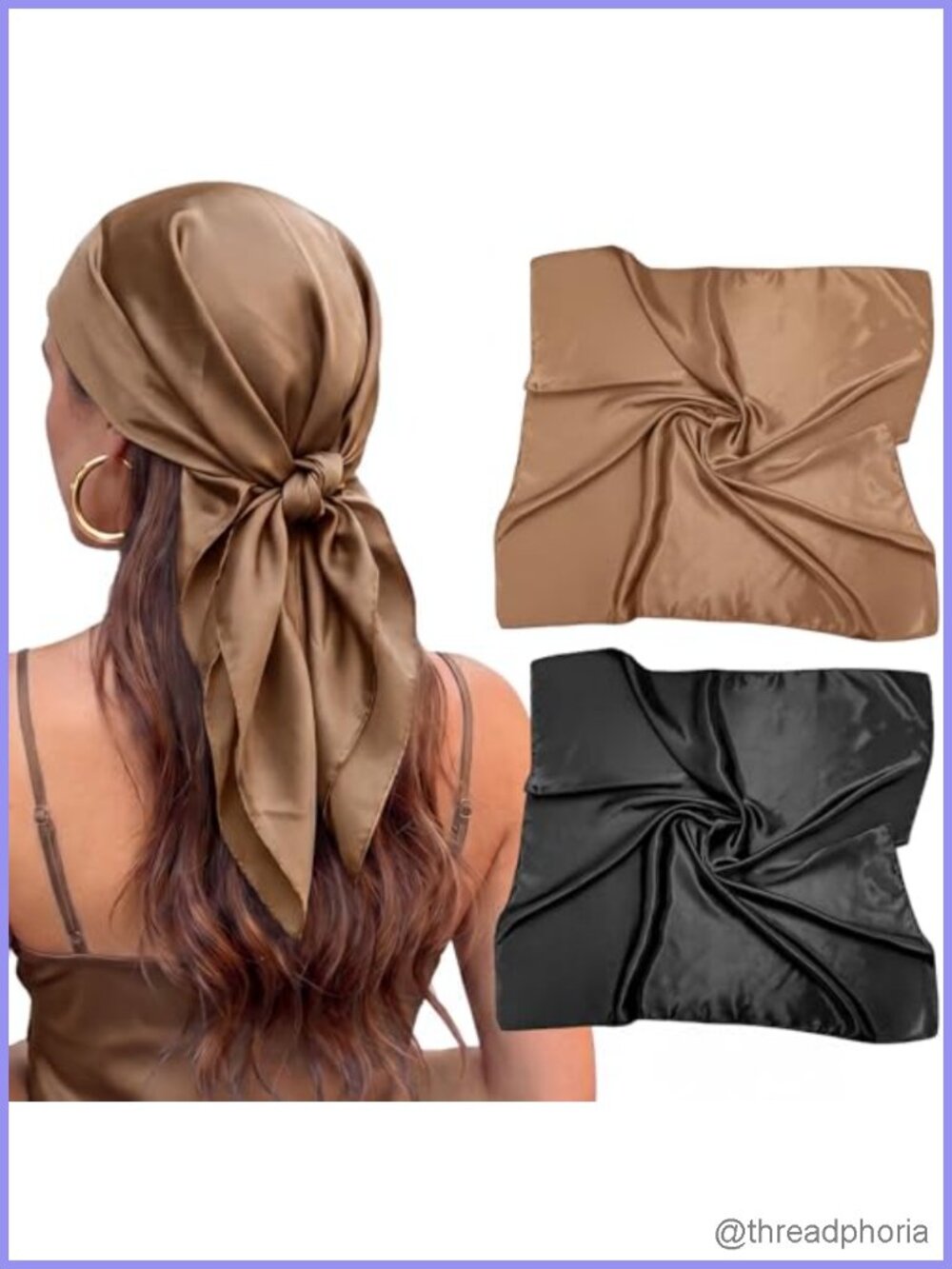 2pk 35" Large Square Head Scarf Silk-like Hair Scarf